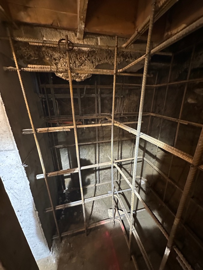 Rebar reinforcement cage for a basement foundation underpinning